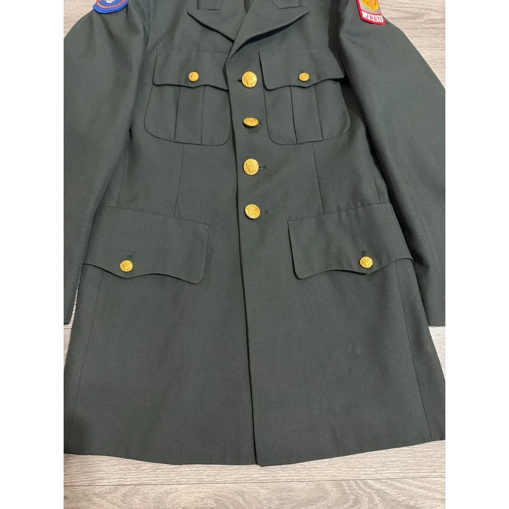 Vintage 1992 US Army Uniform Coat 36L JROTC Dress AG 489 Wool Blend Balboa Patch